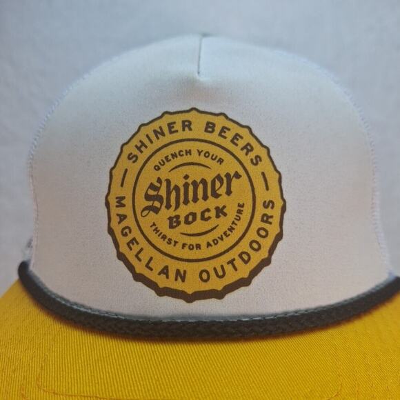 Shiner Bock Yellow White Snapback Hat Cap Trucker Vintage Magellan Outdoors Beer - Picture 2 of 8